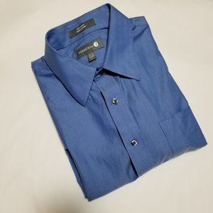 Nordstrom Rack Blue Herringbone Weave Tailored Fit Dress Shirt
